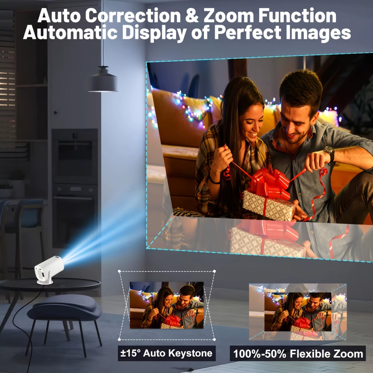 HD Mini Projector, Supports 4K Video, Resolution 1280X720P, Portable Design, with Remote Control, Brings Home Theater Experience