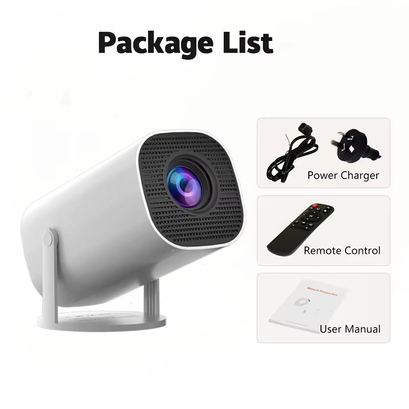 HD Mini Projector, Supports 4K Video, Resolution 1280X720P, Portable Design, with Remote Control, Brings Home Theater Experience